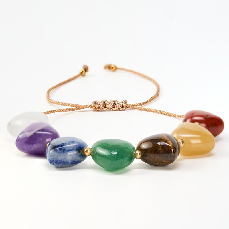 Buddha Stones ラブハート レッドアゲート アメジスト グリーンアベンチュリン カラフルクリスタル 自信 編み込みブレスレット - image 2