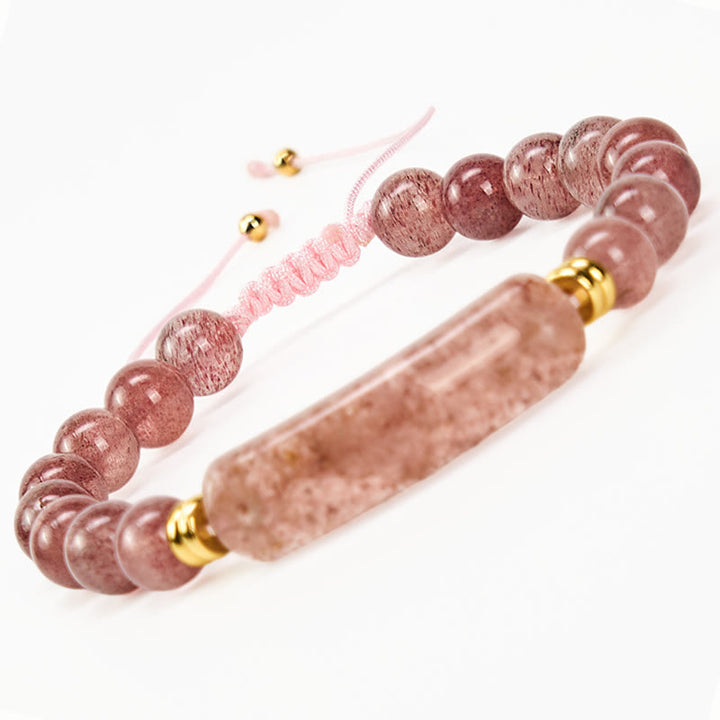 Buddha Stones アメジストグリーンアベンチュリンタイガーアイストロベリークォーツポジティブトランスフォーメーションブレスレット - ストロベリークォーツ（手首周り14～18cm） - image 16