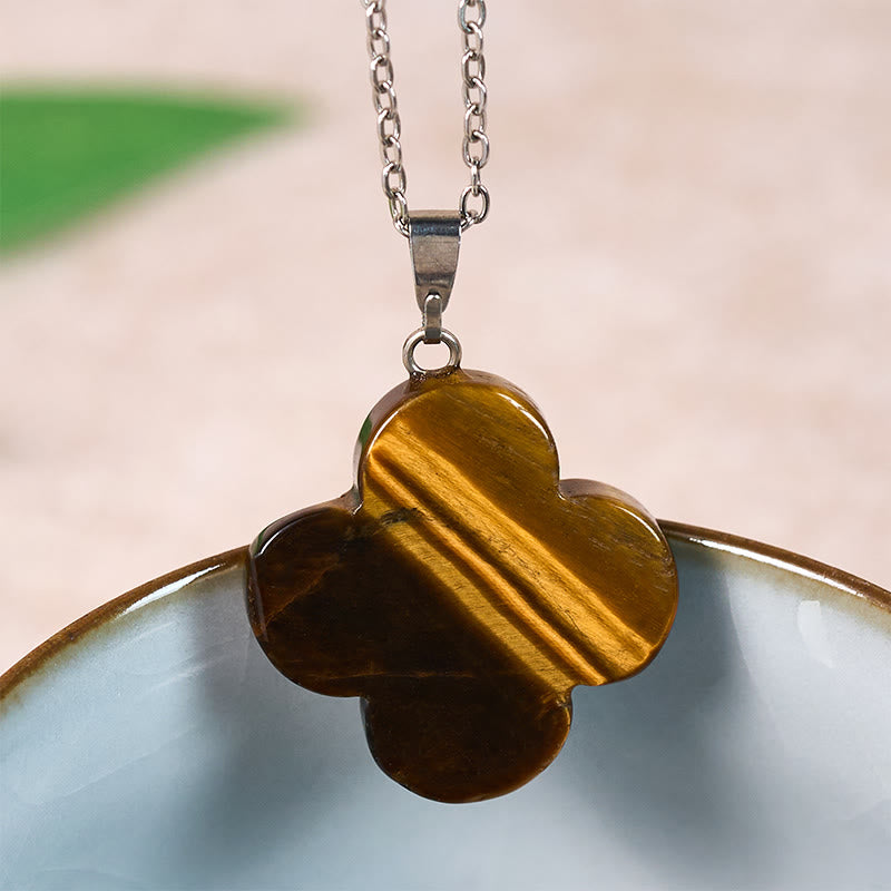 Buddha Stones 様々なクリスタルグリーンアベンチュリン、ブラックオブシディアン、タイガーアイ、梅の花の幸運ネックレスペンダント - タイガーアイ（天然石 - 若干の不規則性あり） - image 13