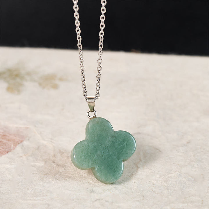 Buddha Stones 様々なクリスタルグリーンアベンチュリン、ブラックオブシディアン、タイガーアイ、梅の花の幸運ネックレスペンダント - image 1