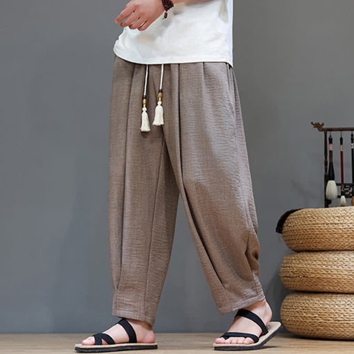 Buddha Stones 夏物ミニマリスト無地メンズゴムウエストテーパードパンツ（ポケット付き） - タン - US/UK/AU46、 EU56 (5XL) - image 29