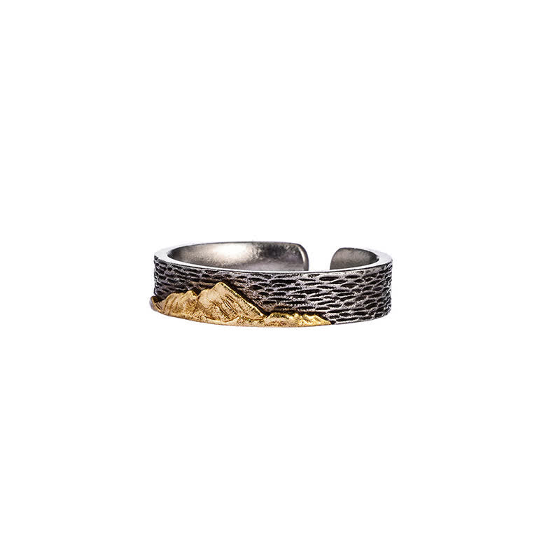 Buddha Stones エベレスト・ガルーダ銅製調節可能知恵の指輪 - エベレスト山パターン - image 1