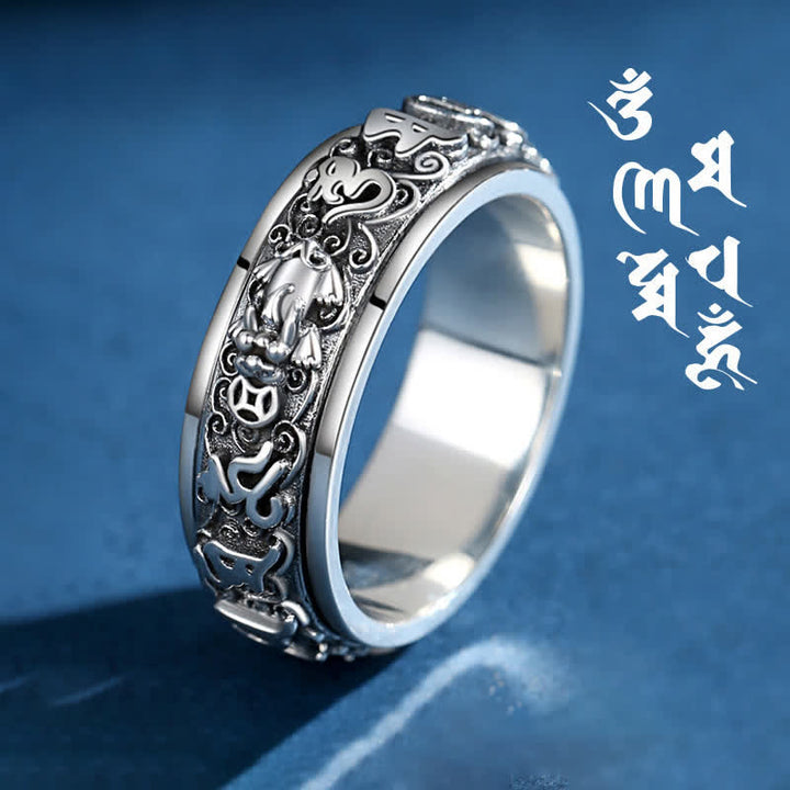 Buddha Stones PiXiu）オーム・マニ・パドメ・フム銅製回転リング - 21.6mm - image 0