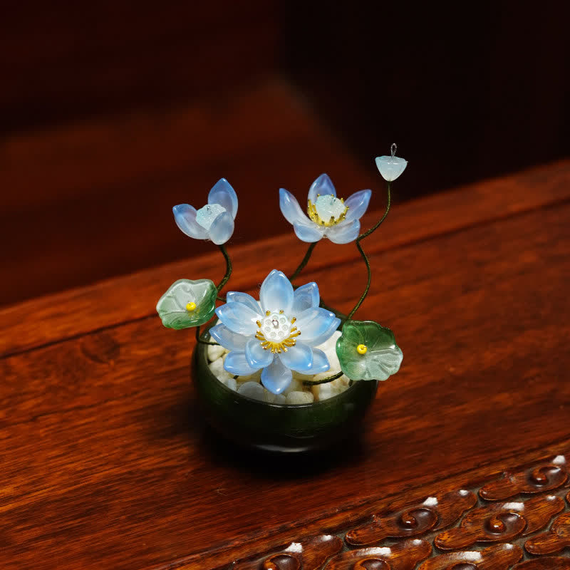 Buddha Stones 蓮の花びらの植木鉢　手作り　心豊かな暮らしの装飾 - 青 - image 4