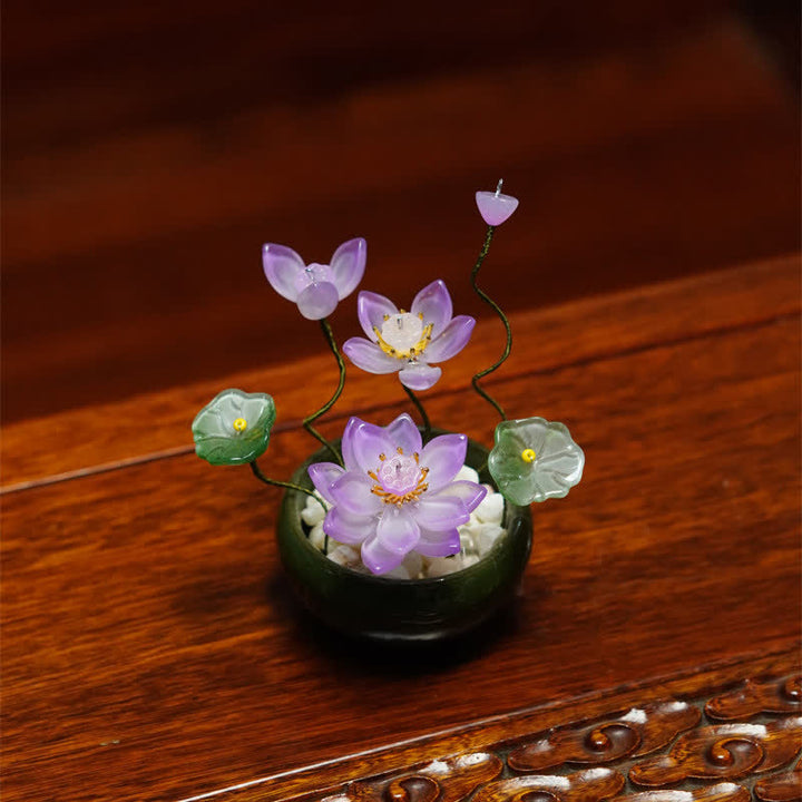 Buddha Stones 蓮の花びらの植木鉢　手作り　心豊かな暮らしの装飾 - 紫 - image 3