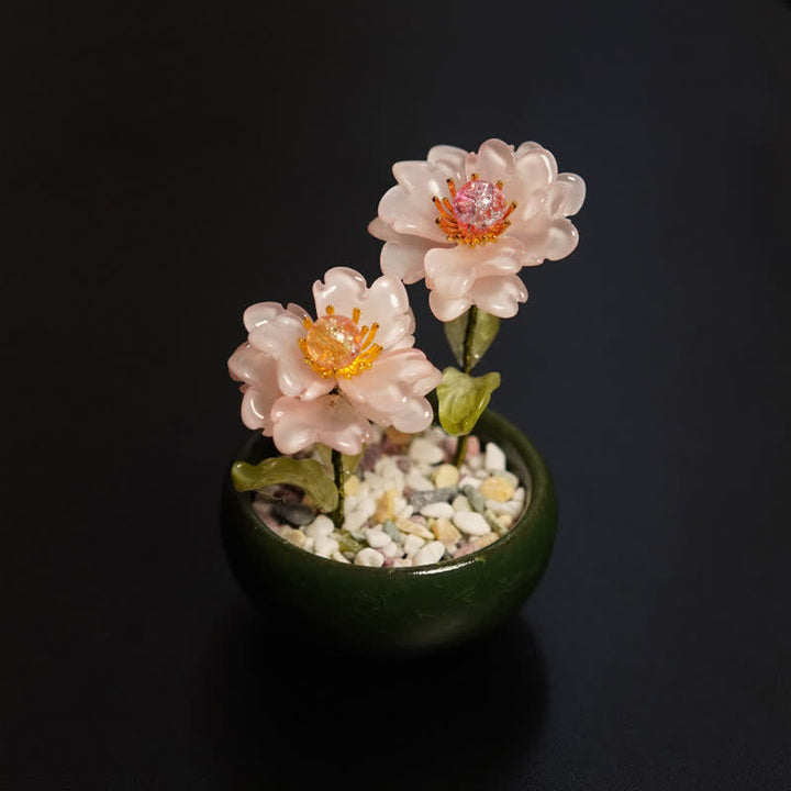 Buddha Stones 牡丹蓮六花植木鉢 手作り マインドフルリビング装飾 - ピンクの牡丹 - image 2