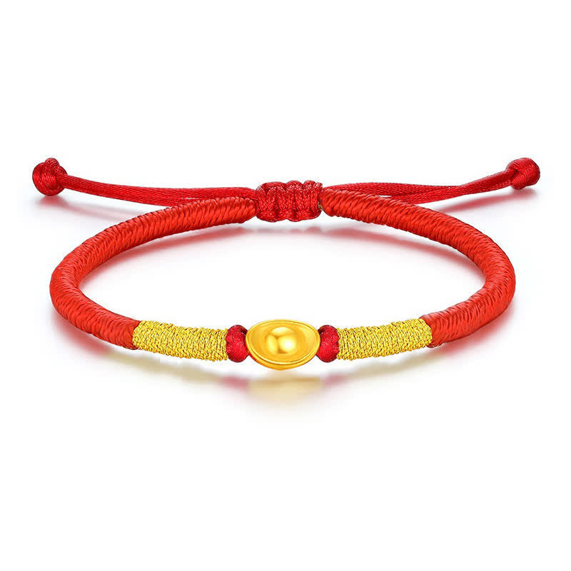 Buddha Stones 元宝紅糸赤紐縁起幸運ブレスレット - image 3