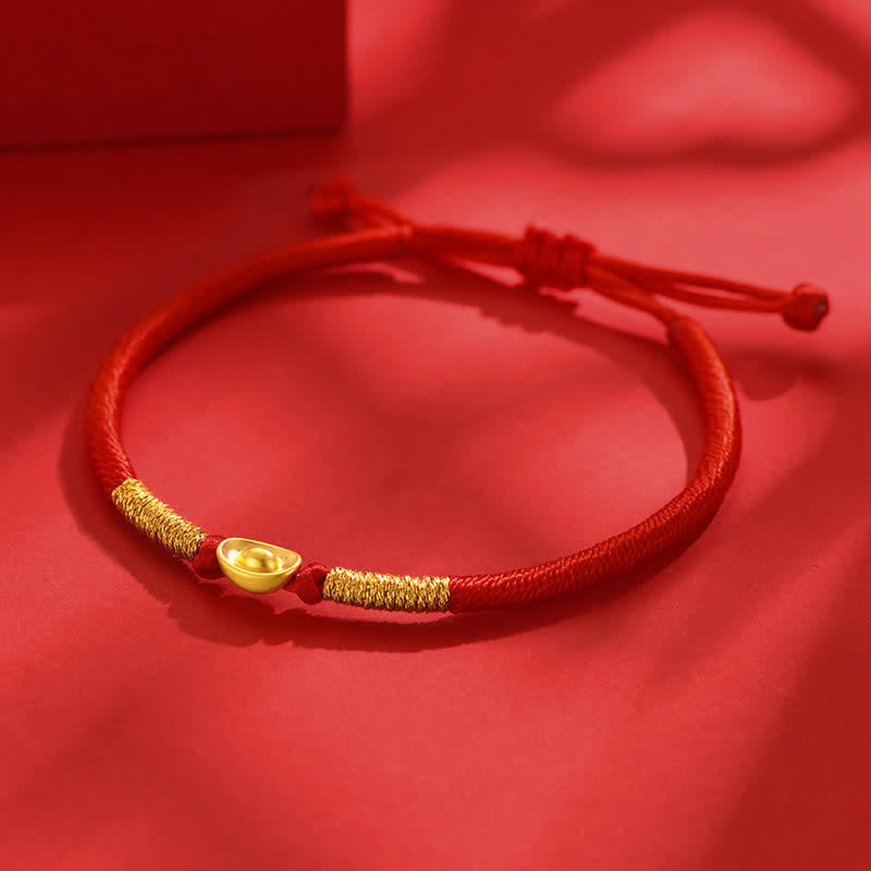 Buddha Stones 元宝紅糸赤紐縁起幸運ブレスレット - image 1