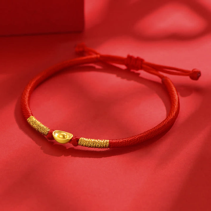 Buddha Stones 元宝紅糸赤紐縁起幸運ブレスレット - image 1