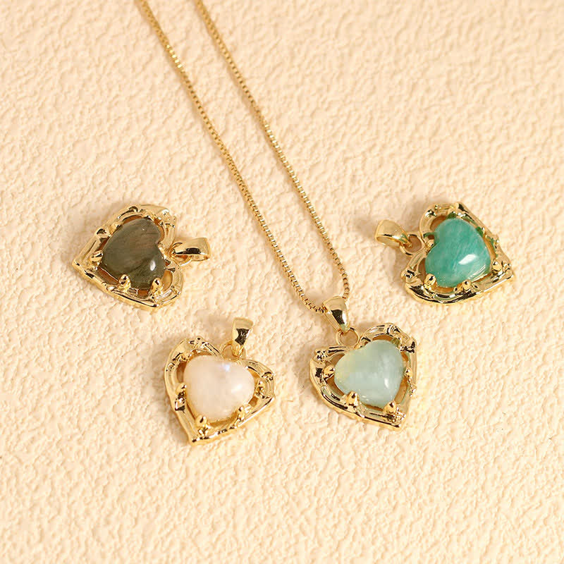 Buddha Stones 天然アメジストクリスタル象嵌ハート型バランスネックレス - image 18