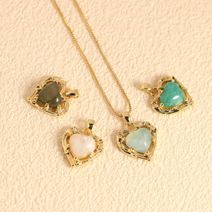 Buddha Stones 天然アメジストクリスタル象嵌ハート型バランスネックレス - image 18
