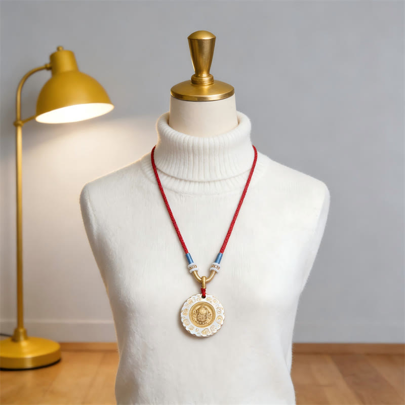 Buddha Stones チベットの黄色いジャンバラ富の神合金製守護ネックレスペンダント - image 8