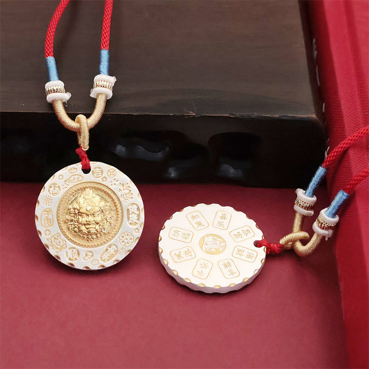 Buddha Stones チベットの黄色いジャンバラ富の神合金製守護ネックレスペンダント - image 4