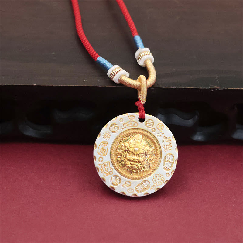 Buddha Stones チベットの黄色いジャンバラ富の神合金製守護ネックレスペンダント - イエロージャンバラ - image 0