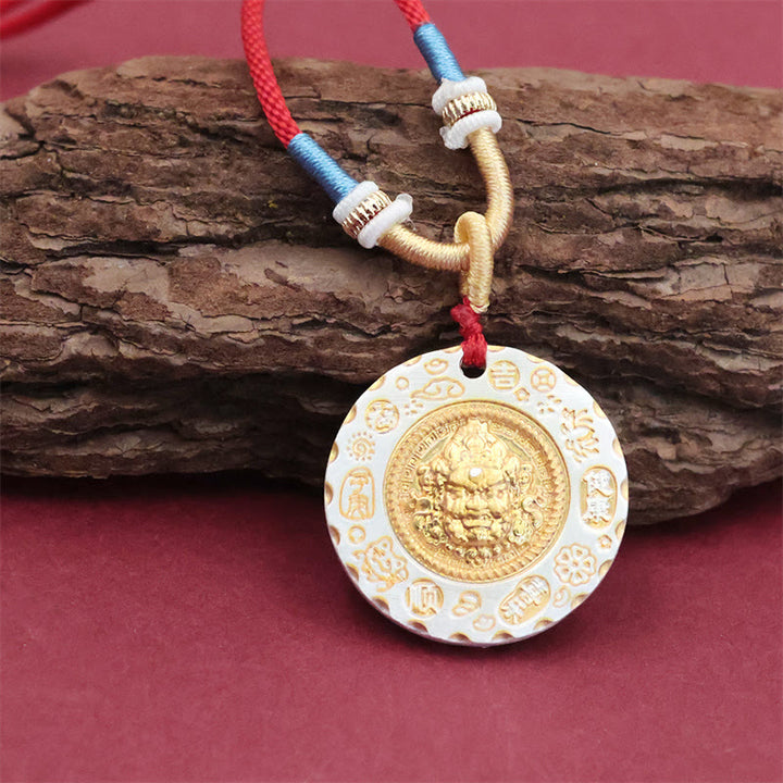 Buddha Stones チベットの黄色いジャンバラ富の神合金製守護ネックレスペンダント - image 1