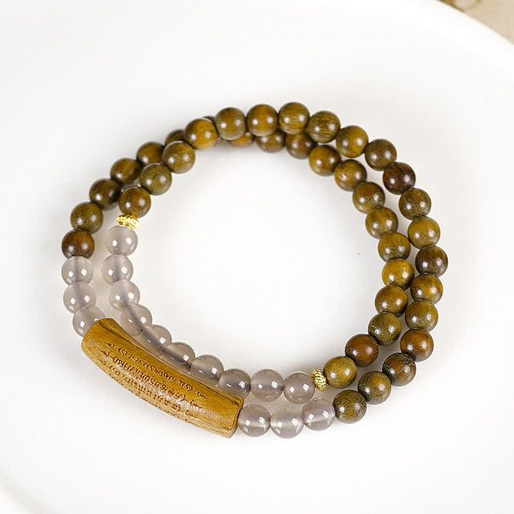 Buddha Stones レッドアゲート、グリーンアベンチュリン、五戒ダブルラップバランスブレスレット - image 12