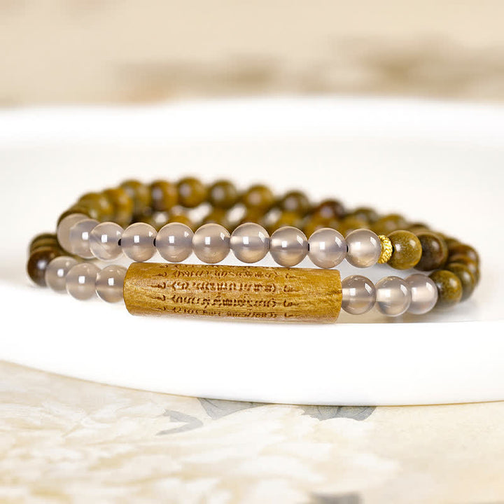 Buddha Stones レッドアゲート、グリーンアベンチュリン、五戒ダブルラップバランスブレスレット - image 13