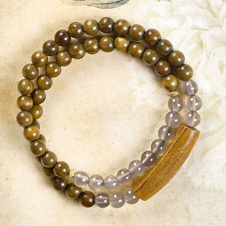 Buddha Stones レッドアゲート、グリーンアベンチュリン、五戒ダブルラップバランスブレスレット - image 11
