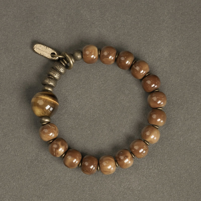 Buddha Stonesクカシード タイガーアイ ゴールドシーン オブシディアン 銅 富と幸運のブレスレット