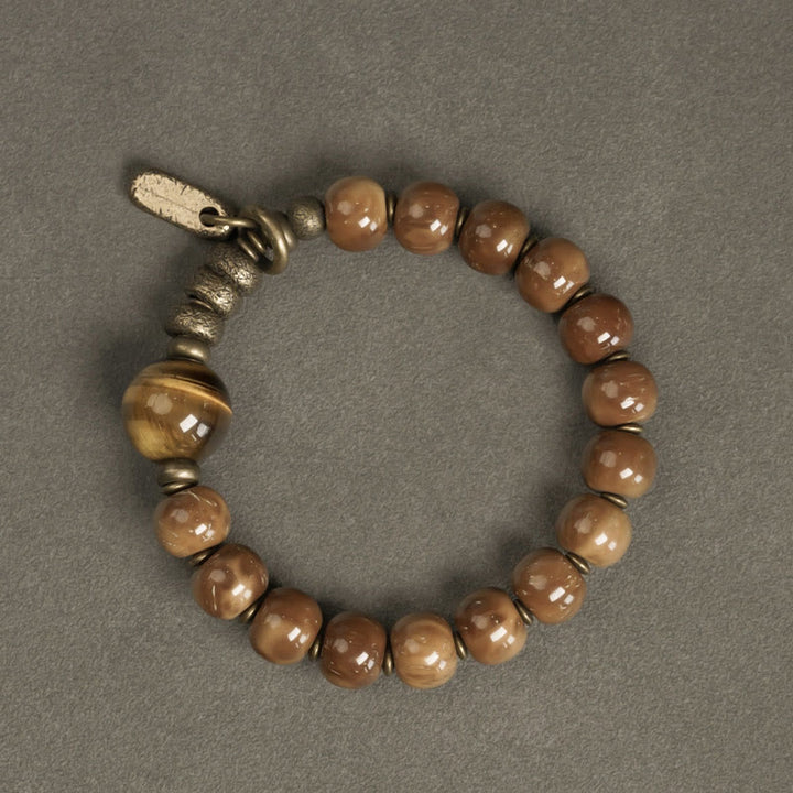 Buddha Stonesクカシード タイガーアイ ゴールドシーン オブシディアン 銅 富と幸運のブレスレット