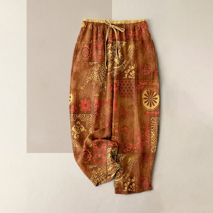Buddha Stones コットン素材の花柄レディースパンツ（ウエストゴム、ポケット付き） - シエナ - US16、 UK/AU20、 EU48 (3XL) - image 5