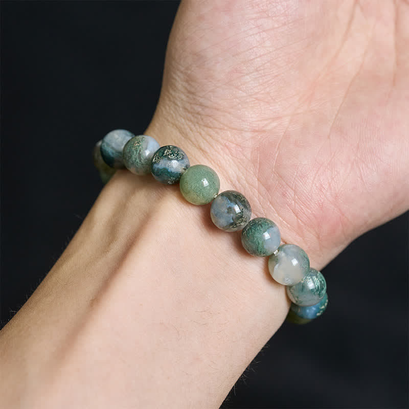 Buddha Stones シンプルなモスアゲートビーズのヒーリングブレスレット - image 4