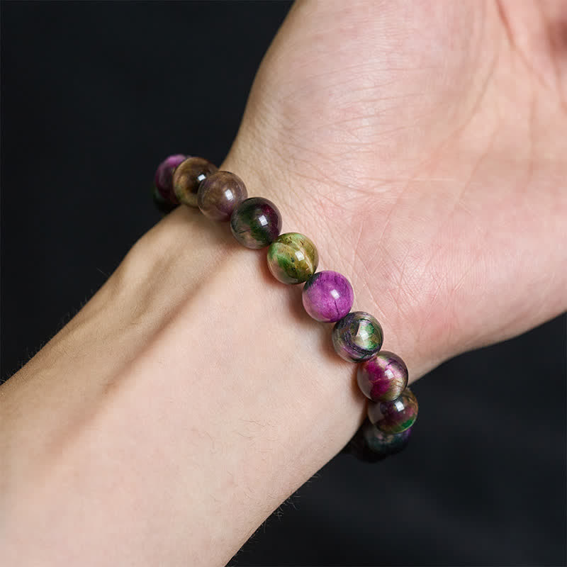 Buddha Stones レッドタイガーアイのカラフルビーズ付き守護ブレスレット - image 4