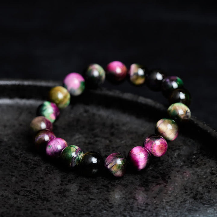 Buddha Stones レッドタイガーアイのカラフルビーズ付き守護ブレスレット - image 2