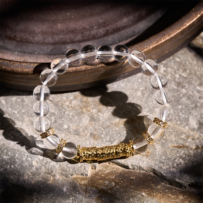 Buddha Stones 天然クリアクォーツシトリン 旅の金守護ブレスレット - image 1