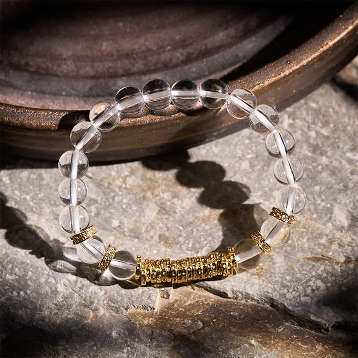 Buddha Stones 天然クリアクォーツシトリン 旅の金守護ブレスレット - image 1