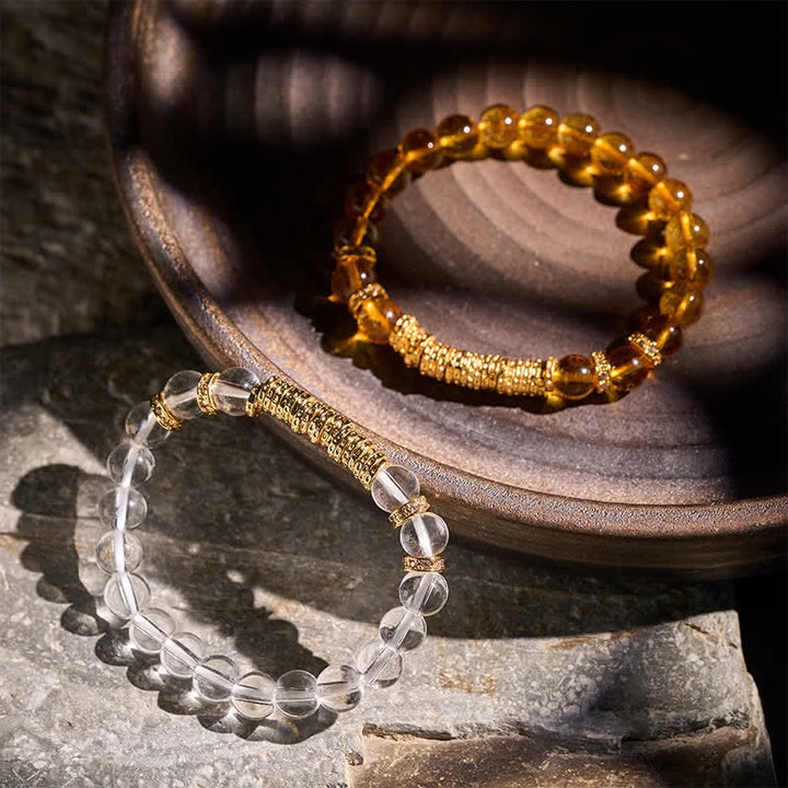 Buddha Stones 天然クリアクォーツシトリン 旅の金守護ブレスレット - image 16