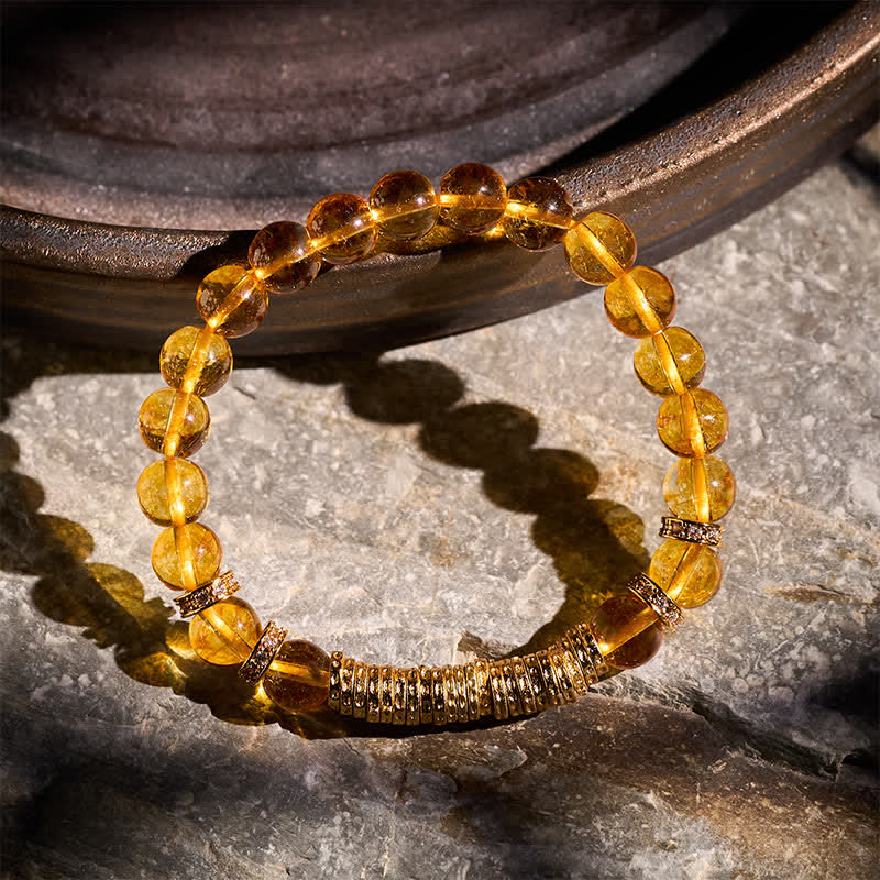 Buddha Stones 天然クリアクォーツシトリン 旅の金守護ブレスレット - image 11