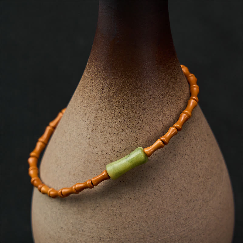 Buddha Stones 天然オリーブの種入りペリドット竹製デザイン守護ブレスレット - オリーブの種（手首周り15～16cm） - image 0