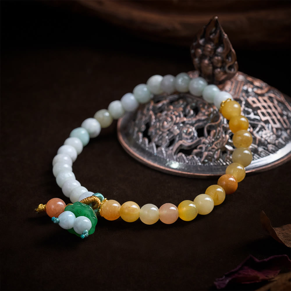 Buddha Stones 翡翠とクォーツァイトのピース平和のお守りチャームチャーム、幸運と豊かさのブレスレット - image 1