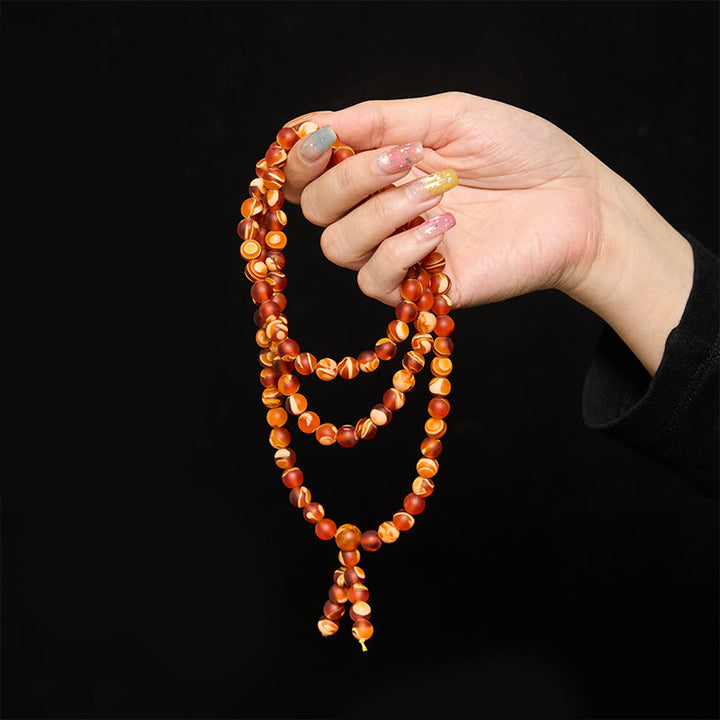 Buddha Stones 108個のチベット産琥珀の丸いビーズを使った、不安解消のためのマーラー数珠） - image 5