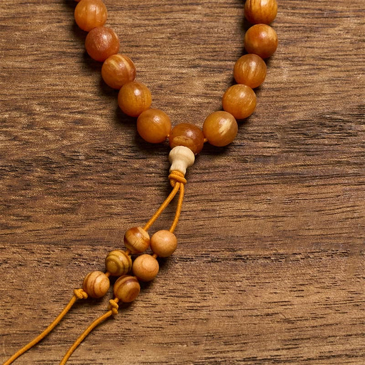 Buddha Stones 樹脂を豊富に含んだ松材を使用した、穏やかなエネルギーをもたらす108個のビーズのマーラー数珠 - image 3