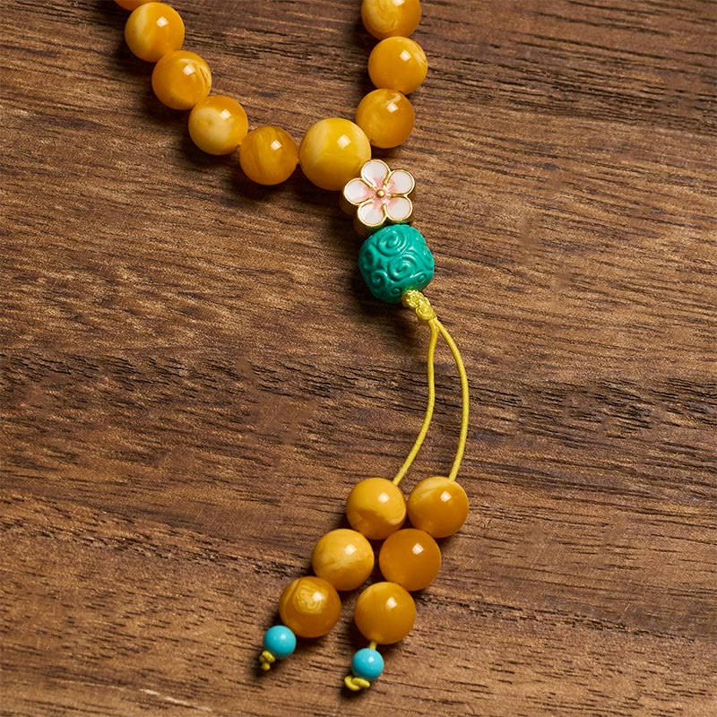 Buddha Stones 108 ビーズ チベット アンバーオーム・マニ・パドメ・フムマーラー数珠 - image 5