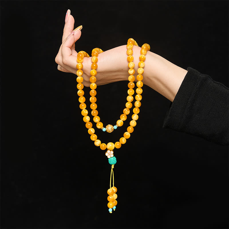 Buddha Stones 108 ビーズ チベット アンバーオーム・マニ・パドメ・フムマーラー数珠 - image 4