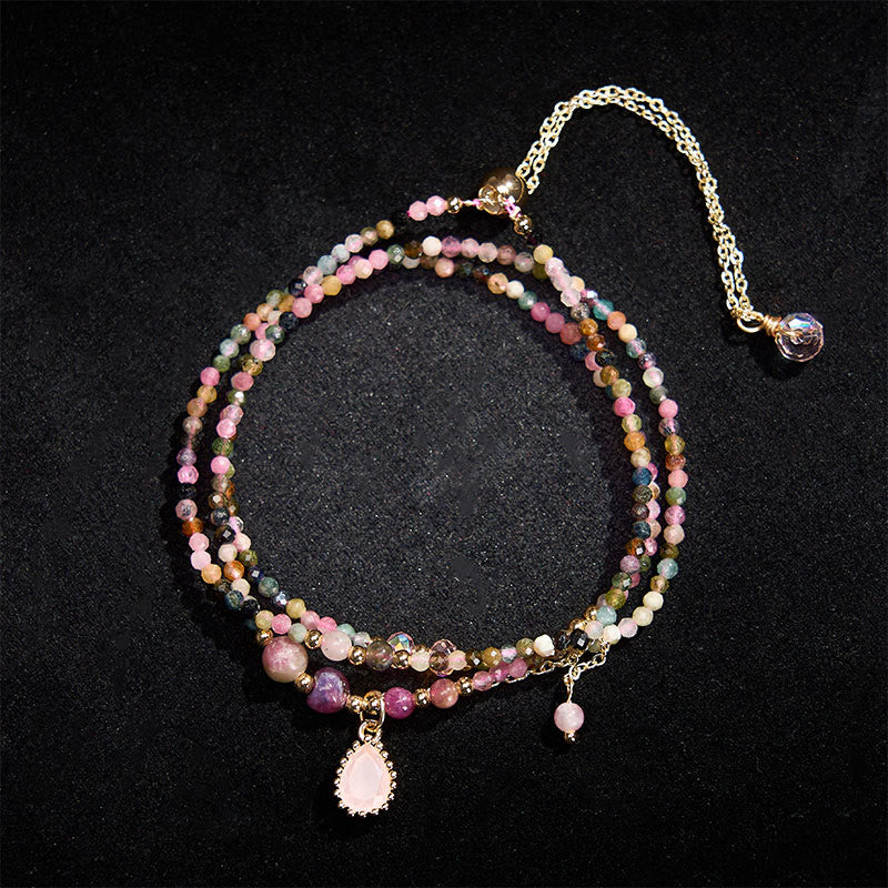 Buddha Stones 天然トルマリン トリプルラップ幸運を呼ぶブレスレット - image 2
