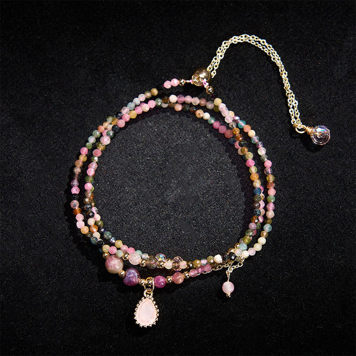 Buddha Stones 天然トルマリン トリプルラップ幸運を呼ぶブレスレット - image 2
