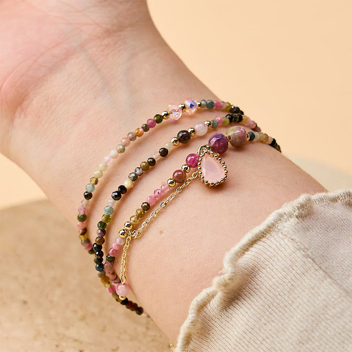 Buddha Stones 天然トルマリン トリプルラップ幸運を呼ぶブレスレット - image 4