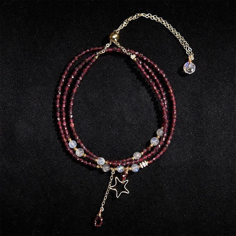 Buddha Stones 天然ガーネットスターズ トリプルラップ パッションブレスレット - image 3