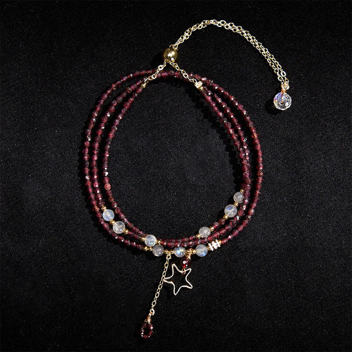 Buddha Stones 天然ガーネットスターズ トリプルラップ パッションブレスレット - image 3