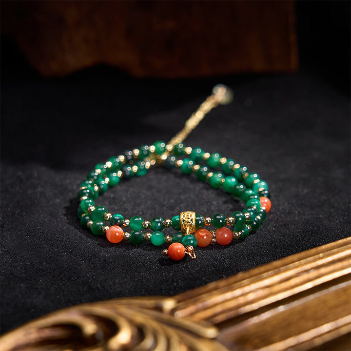 Buddha Stones 天然グリーンタイガーアイ ダブルラップ ストレングス強さブレスレット - image 3