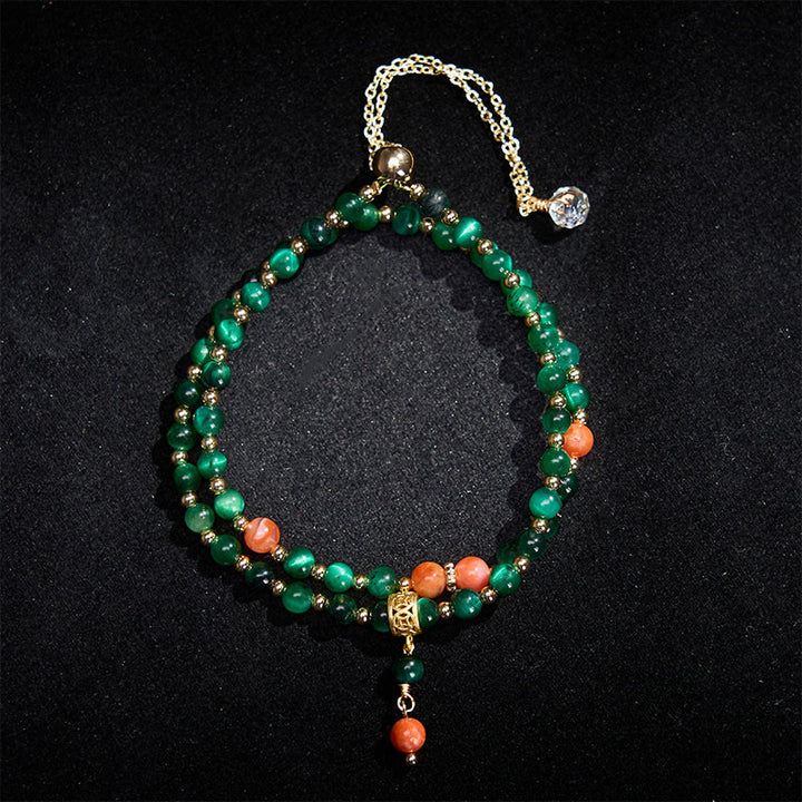 Buddha Stones 天然グリーンタイガーアイ ダブルラップ ストレングス強さブレスレット - image 2