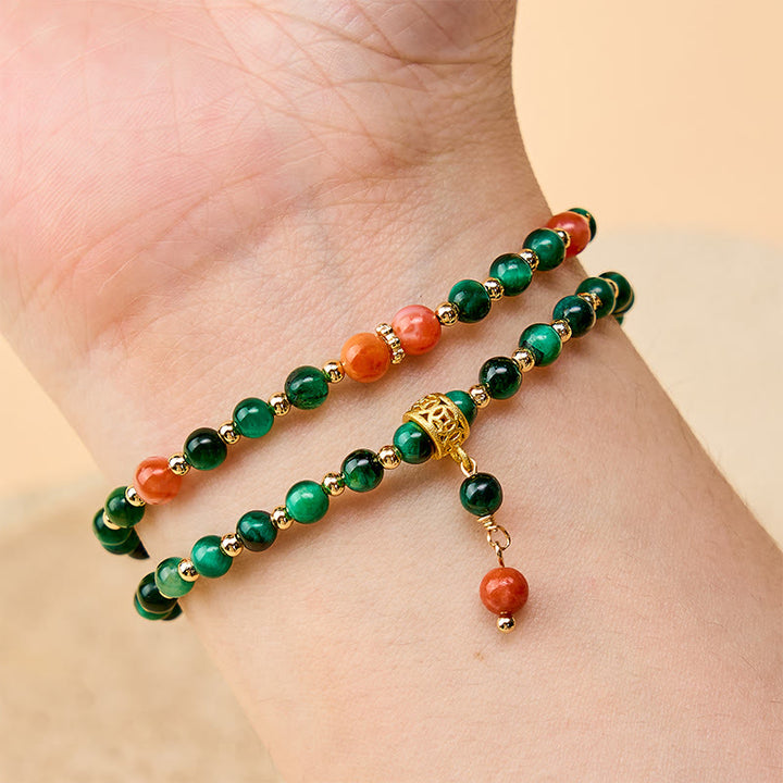 Buddha Stones 天然グリーンタイガーアイ ダブルラップ ストレングス強さブレスレット - image 4