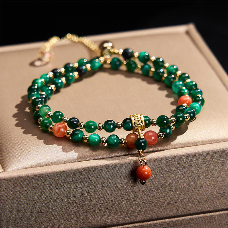 Buddha Stones 天然グリーンタイガーアイ ダブルラップ ストレングス強さブレスレット - グリーンタイガーアイ（手首周り：14～15cm） - image 0