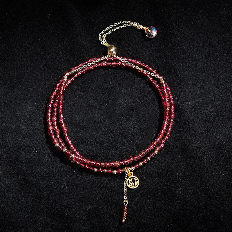 Buddha Stones 4mm天然ガーネットスター トリプルラップ浄化ブレスレット - image 2