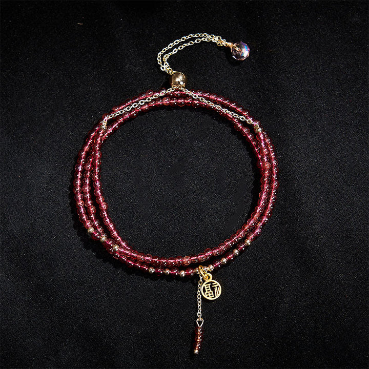Buddha Stones 4mm天然ガーネットスター トリプルラップ浄化ブレスレット - image 2