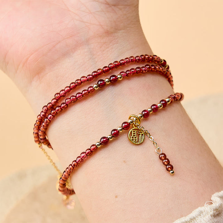 Buddha Stones 4mm天然ガーネットスター トリプルラップ浄化ブレスレット - image 4